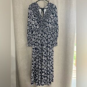 Boden Black and White Paisley Long Sleeve Dress